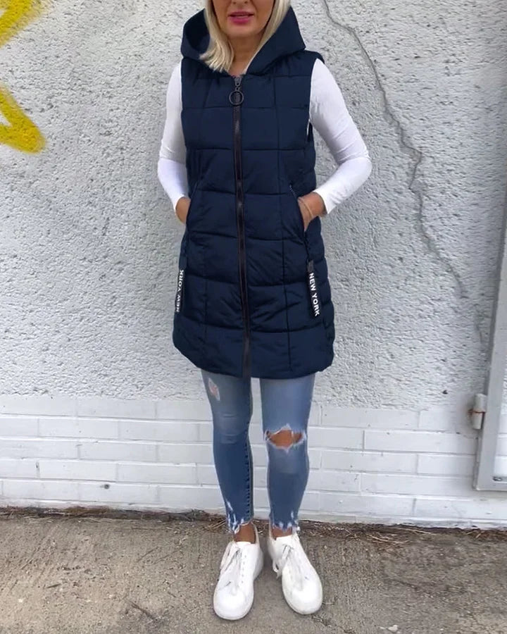 Melina – Sleeveless Padded Coat with Zipper