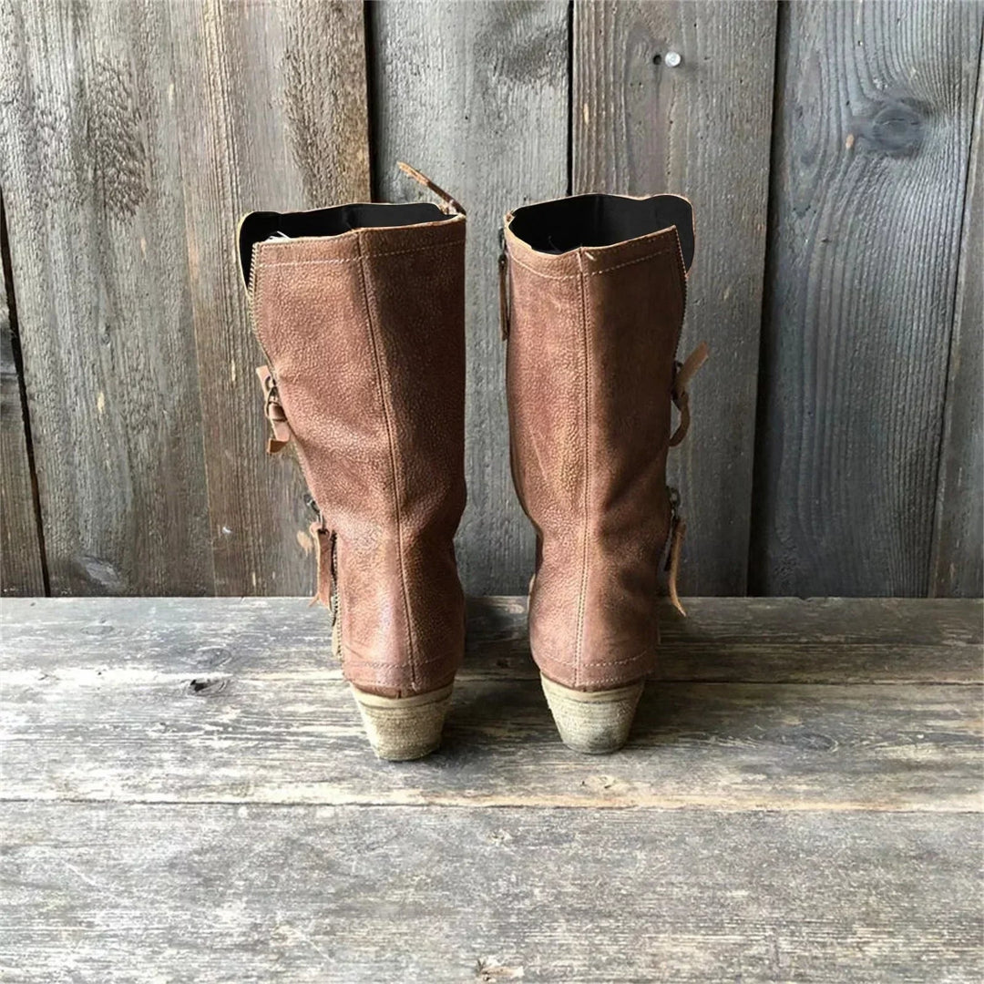 Véronique – Leather Ankle Boots with Side Zip