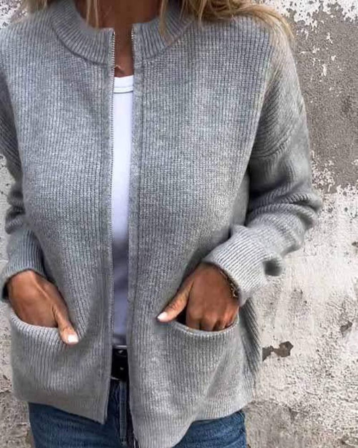 Elena – Autumn Zippered Cardigan
