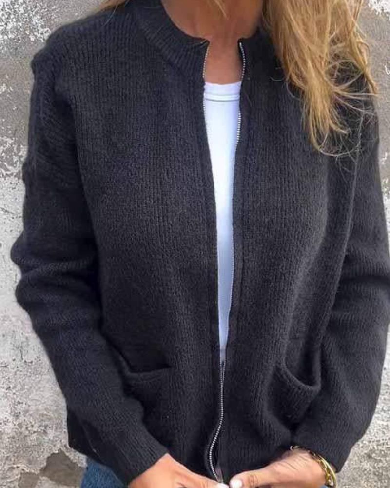 Elena – Autumn Zippered Cardigan