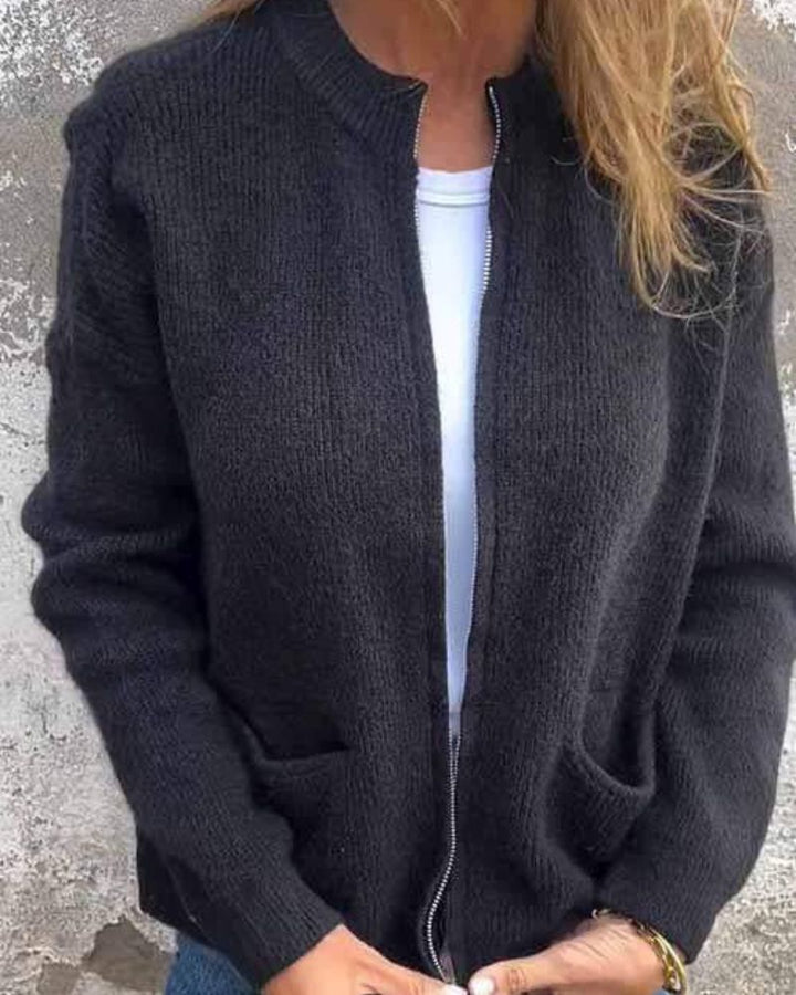 Elena – Autumn Zippered Cardigan