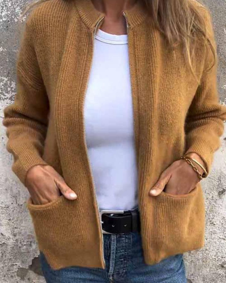 Elena – Autumn Zippered Cardigan