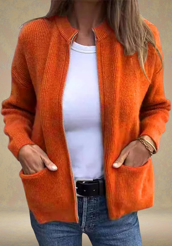 Elena – Autumn Zippered Cardigan