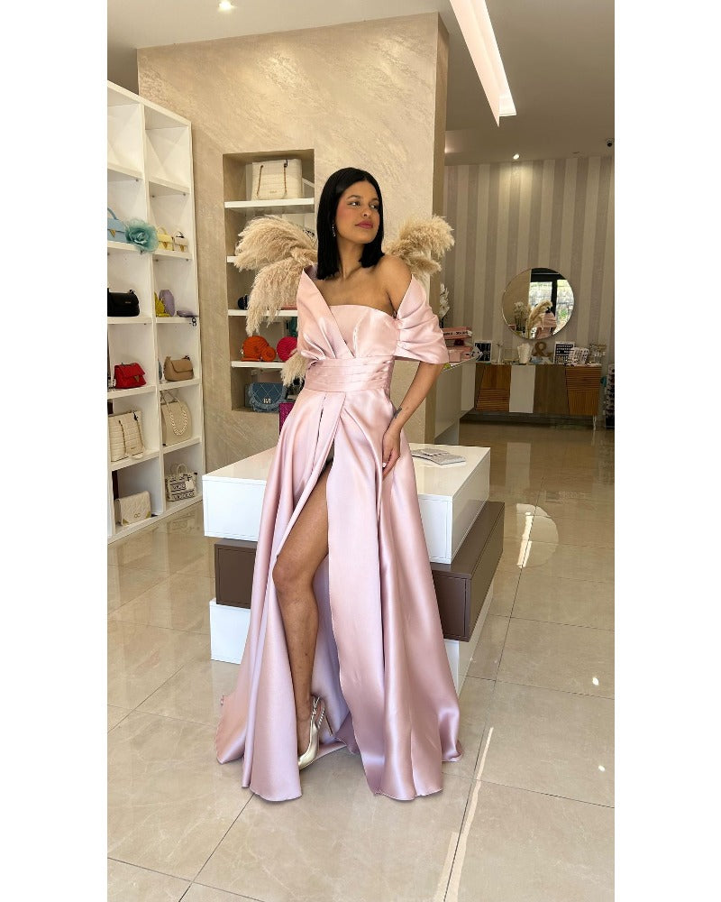 Sultry Pleated Slit Party Dress