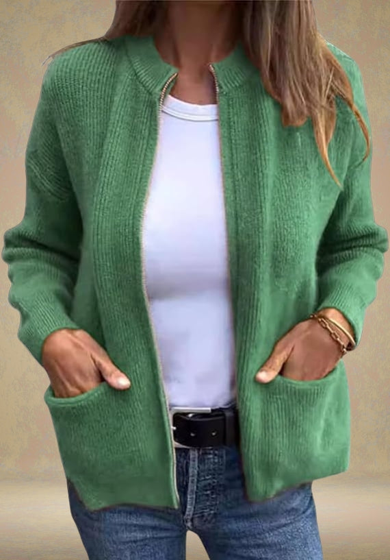 Elena – Autumn Zippered Cardigan