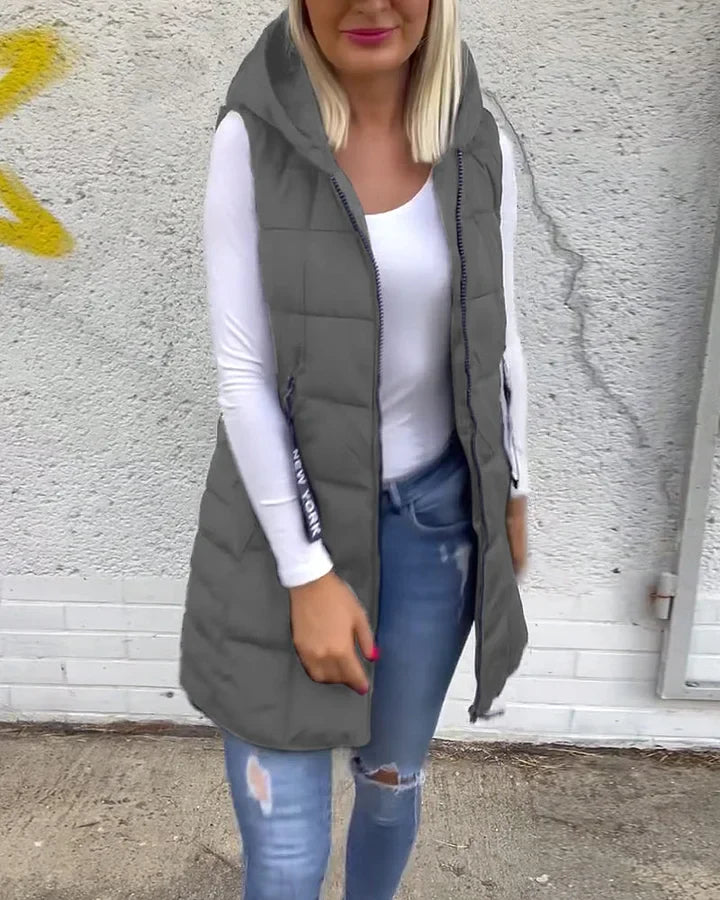 Melina – Sleeveless Padded Coat with Zipper