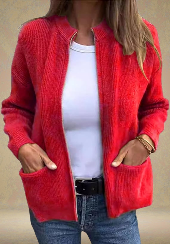 Elena – Autumn Zippered Cardigan