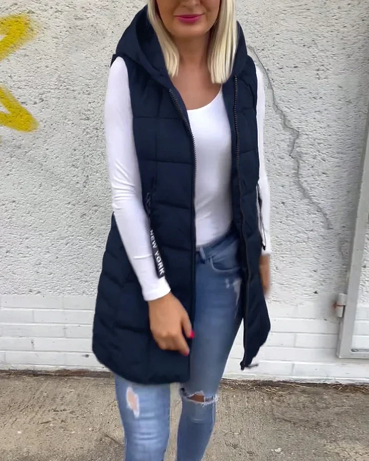 Melina – Sleeveless Padded Coat with Zipper
