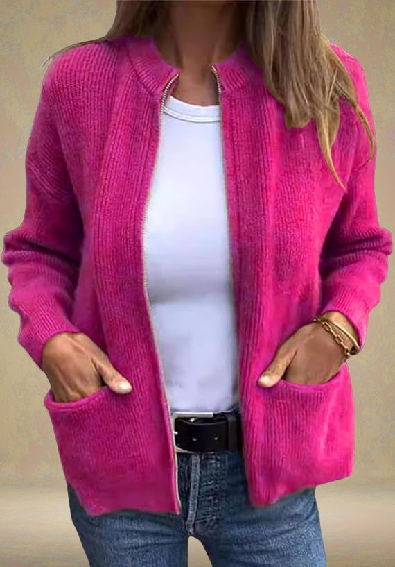 Elena – Autumn Zippered Cardigan