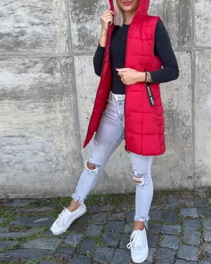 Melina – Sleeveless Padded Coat with Zipper