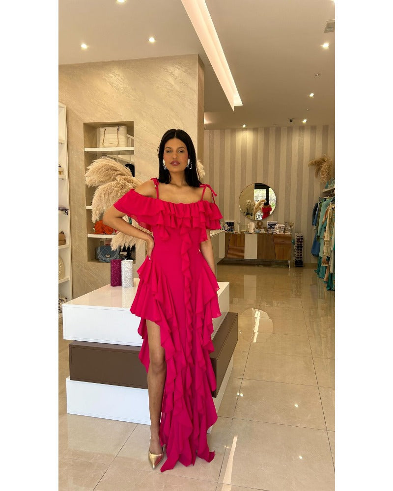 Sultry Ruffled Irregular Holiday Dress