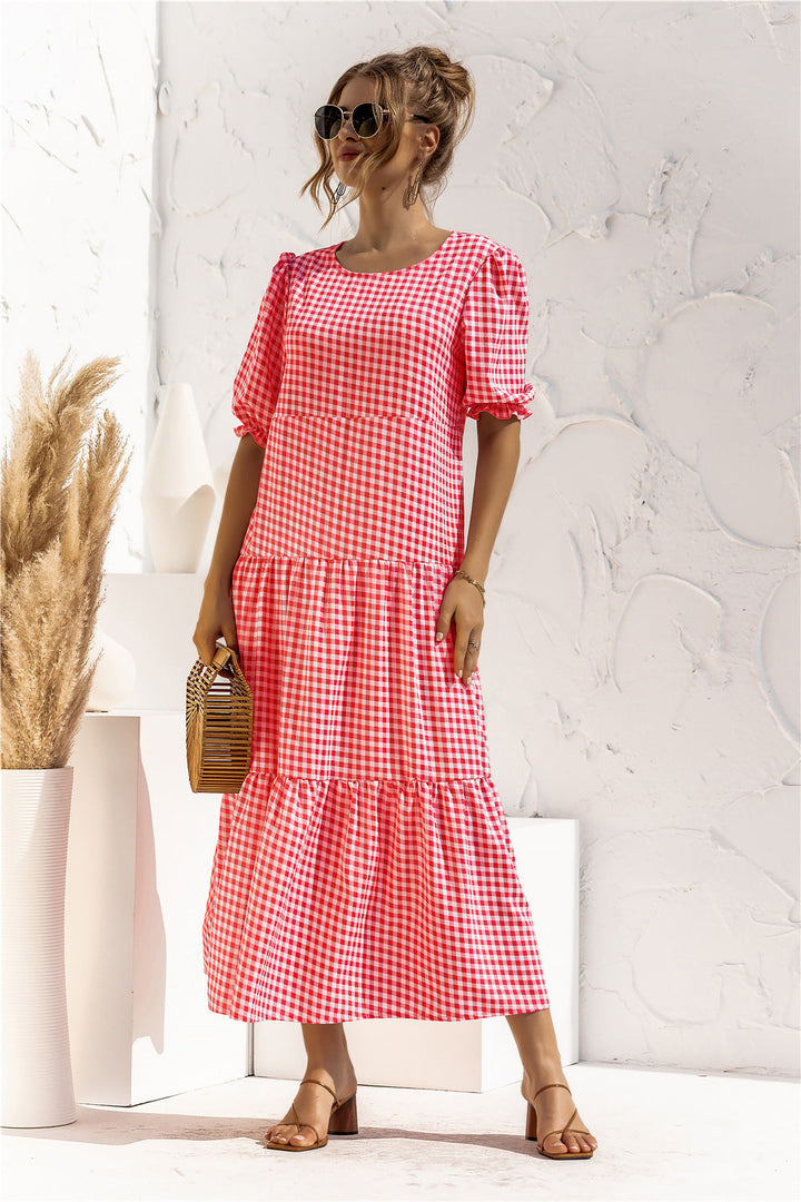 Lila | Puff Sleeve Plaid Dress