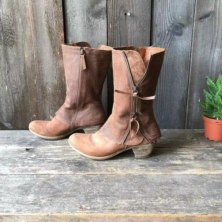 Véronique – Leather Ankle Boots with Side Zip