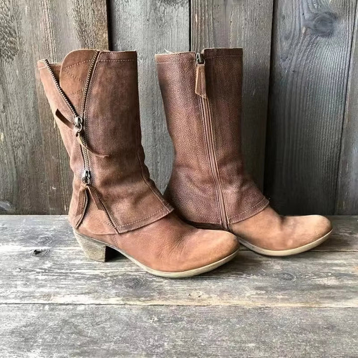 Véronique – Leather Ankle Boots with Side Zip