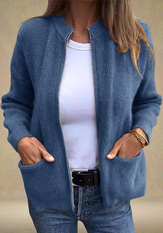 Elena – Autumn Zippered Cardigan