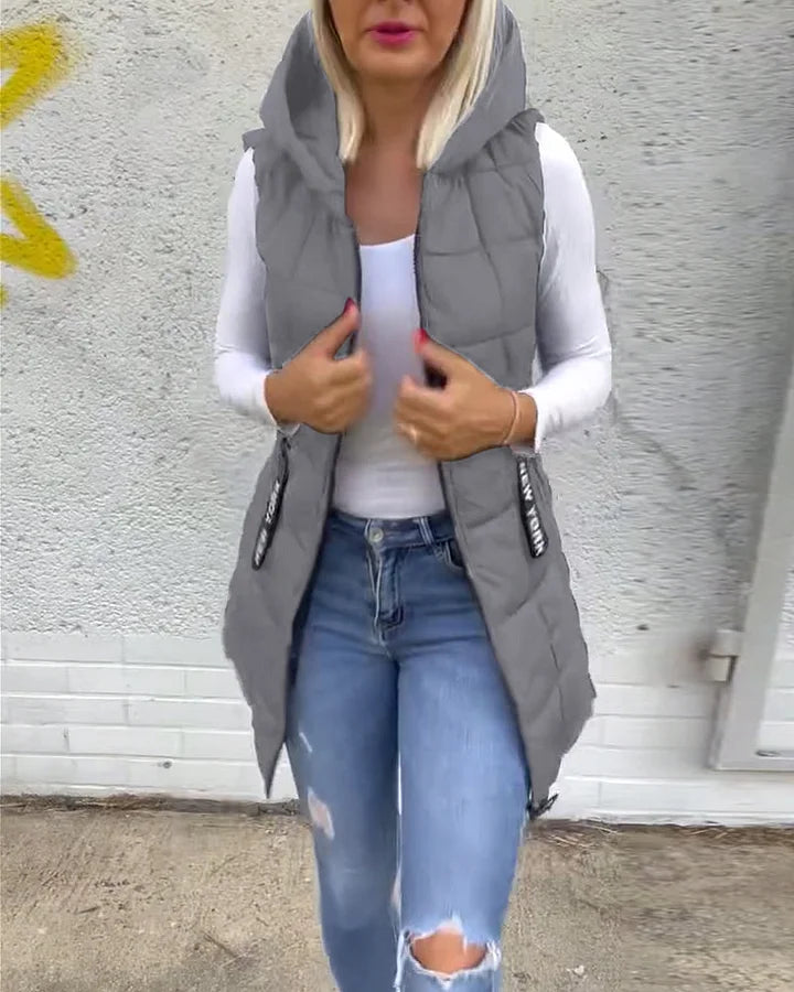 Melina – Sleeveless Padded Coat with Zipper