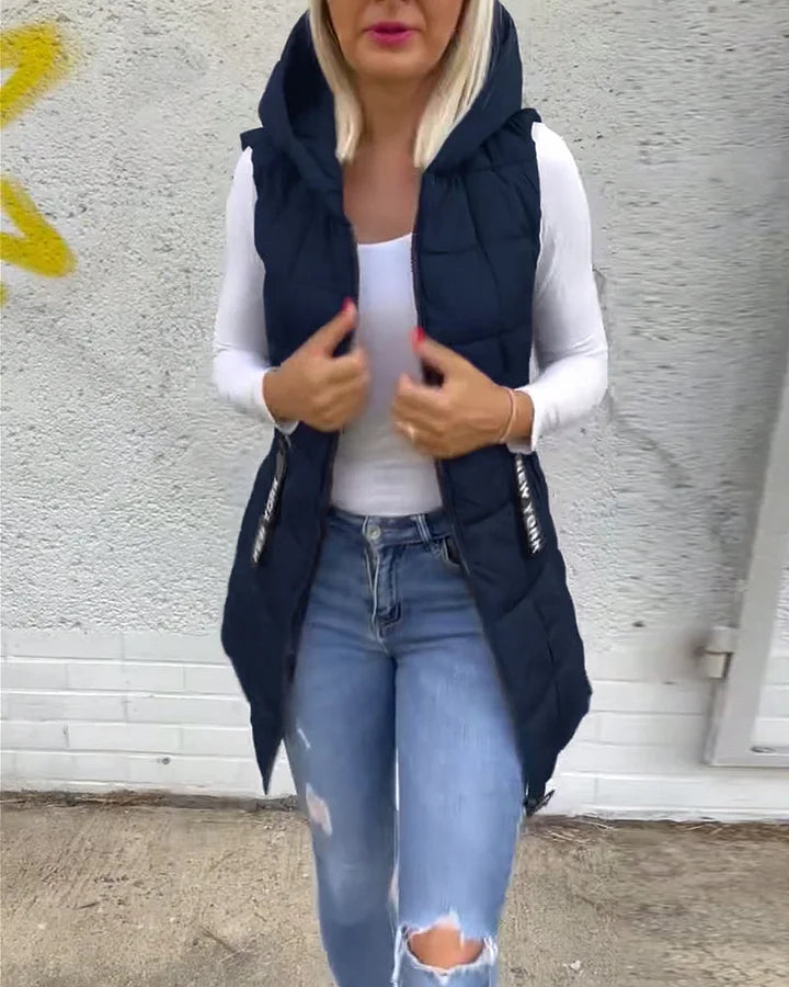Melina – Sleeveless Padded Coat with Zipper