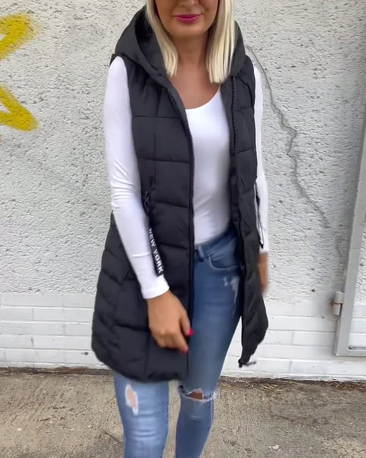 Melina – Sleeveless Padded Coat with Zipper