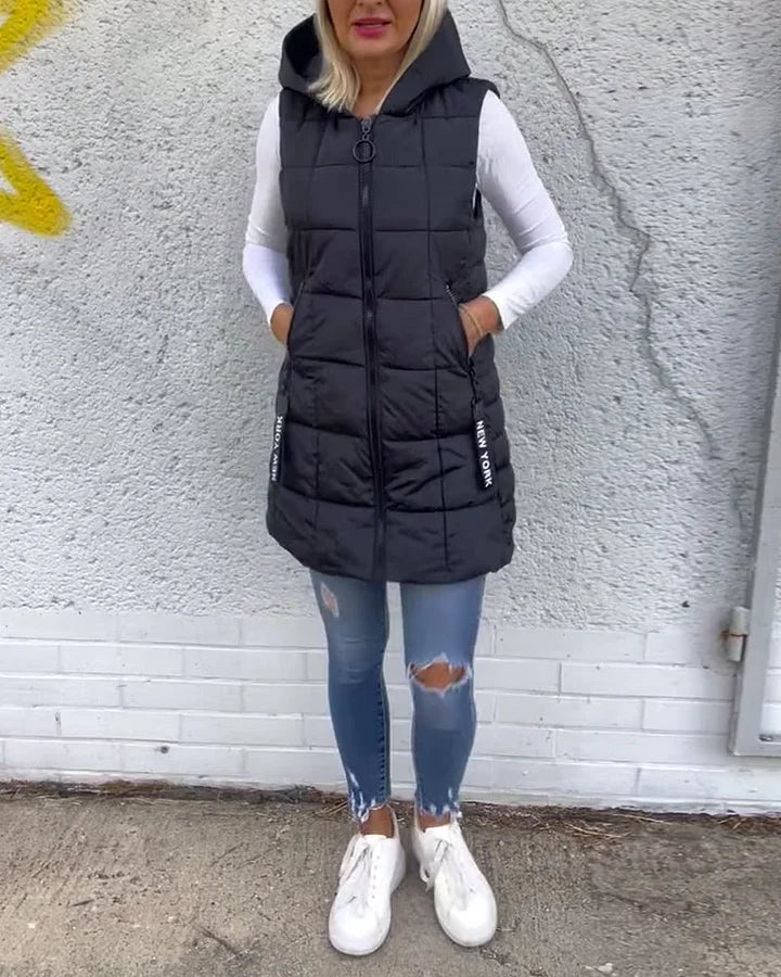 Melina – Sleeveless Padded Coat with Zipper