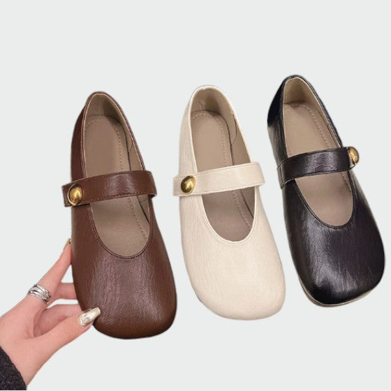 Olivia - Round-Toe Button Mary Jane Shoes