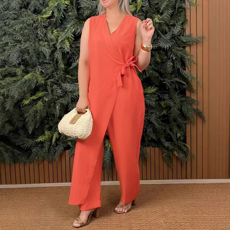 Angela | Women’s V-Neck Belted Jumpsuit