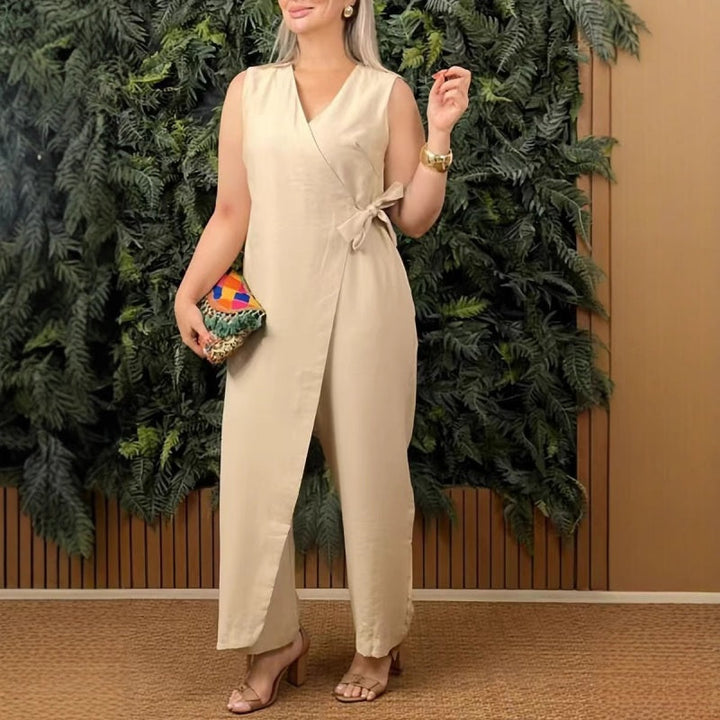 Angela | Women’s V-Neck Belted Jumpsuit