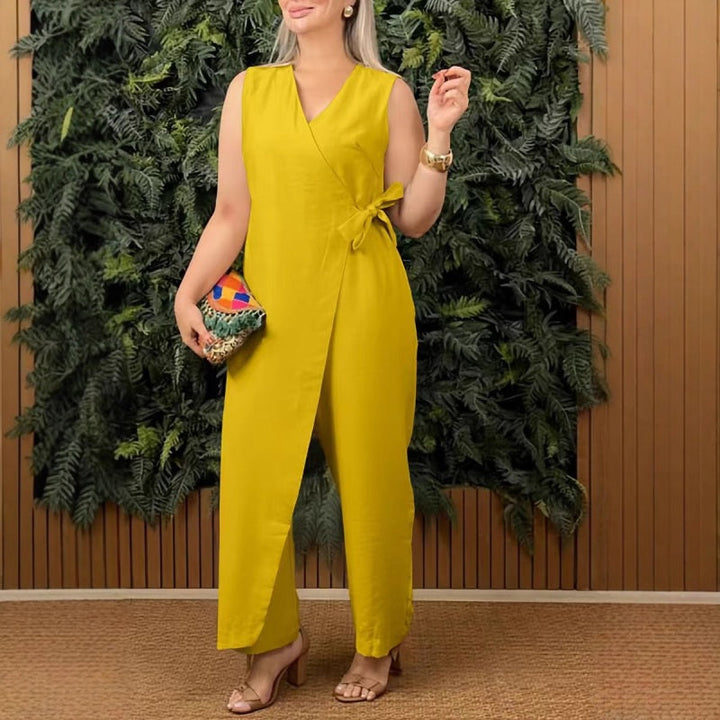 Angela | Women’s V-Neck Belted Jumpsuit